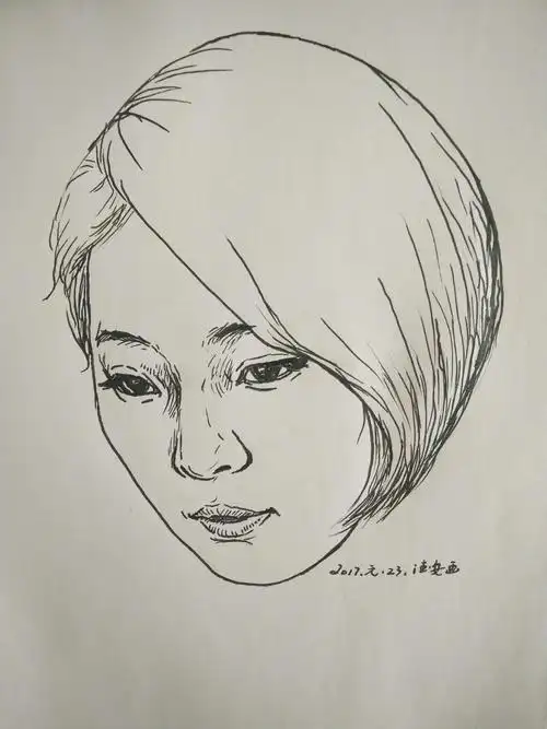 钢笔肖像画自选习作