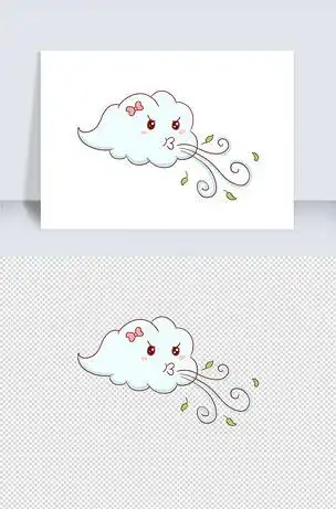 风吹手绘卡通元素