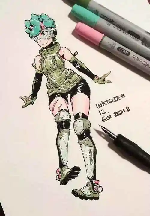 不会画人物吗马克笔酷女孩素材很赞很漂亮喜欢收藏