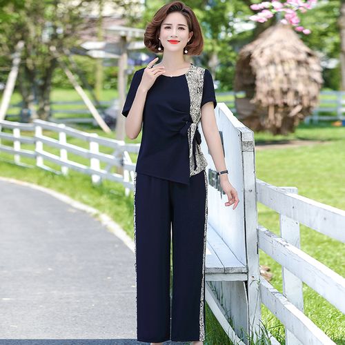 妈妈时尚套装两件套雪纺