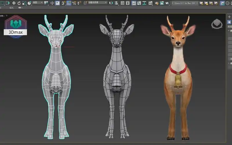 【3dmax教程】简单小鹿制作全流程,3dmax初阶动物布线练习案例,零基础