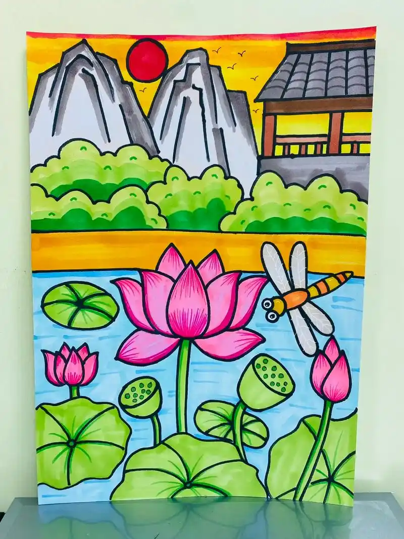 古风荷花03.抖音爸爸给点流量吧#画画 #简笔画 @抖音创作 - 抖音