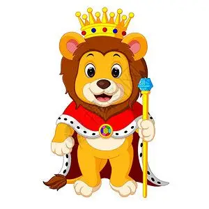 国王卡通带有王冠的狮子插画