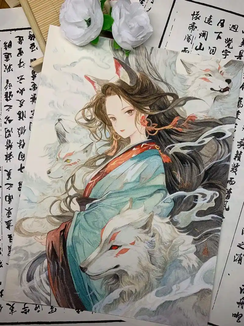 神女爱众生也爱一人.狐是祥瑞啊#手绘 #九尾狐 #狐妖小红娘 - 抖音