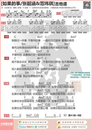 张韶涵如果的事吉他谱