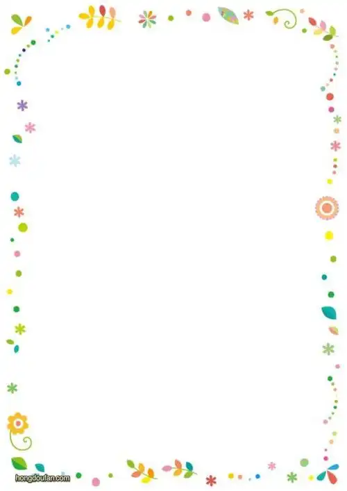 带有彩色小花朵小叶子的a4纸张边框空白模板下载