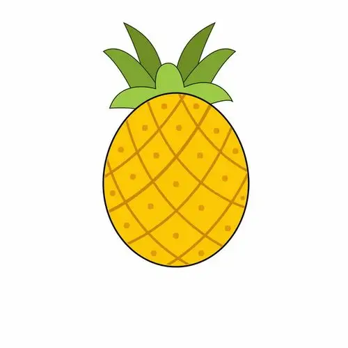 手绘菠萝彩色简笔画541050png图片素材