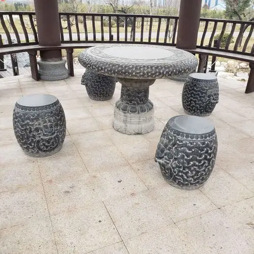 石雕石桌石凳仿古花岗岩大理石庭院户外花园别墅方桌圆桌石桌定制