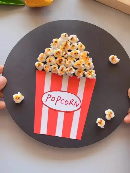 儿童创意手工贴画纸巾爆米花