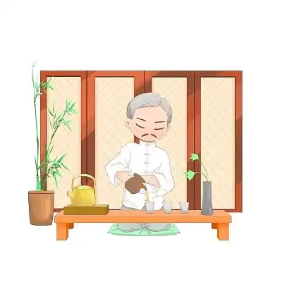 卡通春茶泡茶饮茶场景png素材春茶茶文化采茶