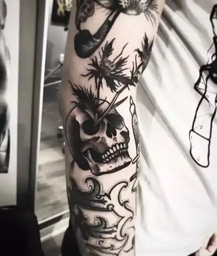 纹身师andrewwilson暗黑oldschool暗黑风黑灰纹身