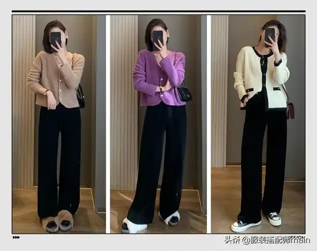 黑色阔腿裤如何搭配上衣,黑色阔腿裤的***搭配图片