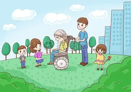 养老院孝插画