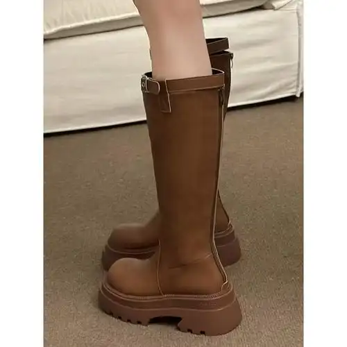 马丁靴女款长筒靴2023新款春秋女靴子厚底复古网红中筒高筒时装靴