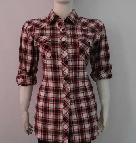 2011款女装 苏格兰格子 长款 长袖 衬衫