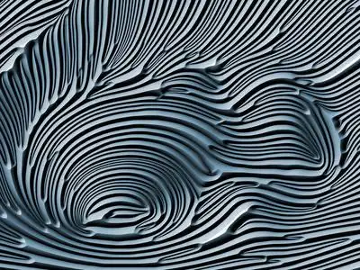 以自然形态几何为主题的蓝色浮雕基底浮雕图案三维渲染的构成——新