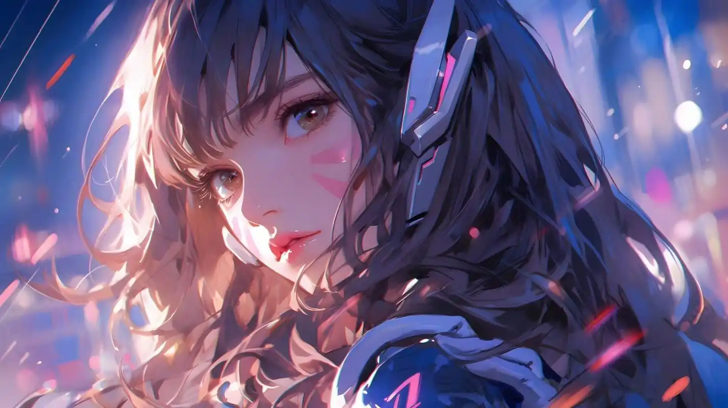 midjourney|电竞少女 dva|4k 16:9电脑壁纸