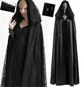 万圣节披风蕾丝风帽哥特复古巴洛克女巫cos服装女化装舞会演出服