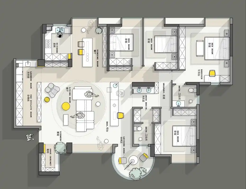四房户型方案设计改造