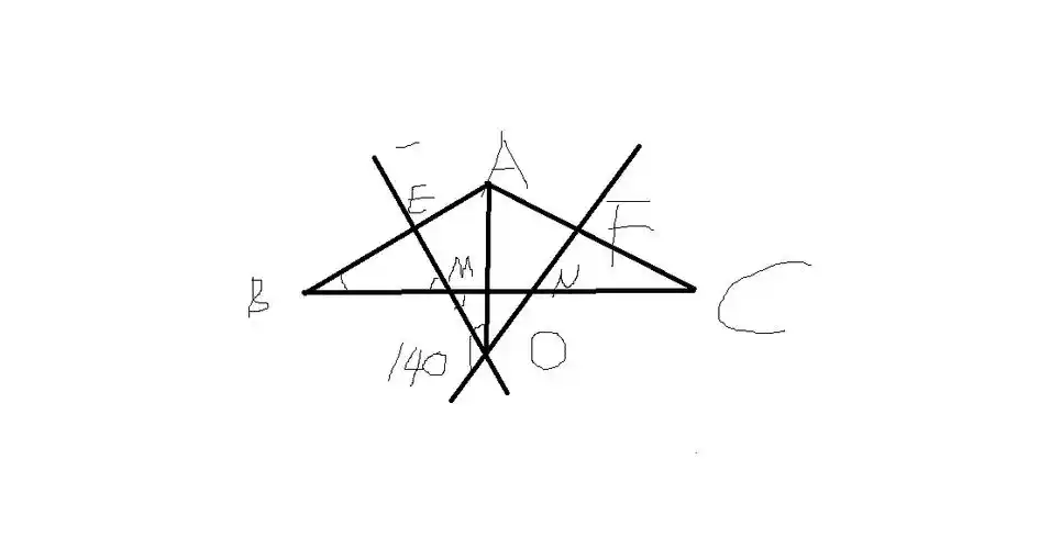 如果一个等腰三角形的两腰的垂直平分线所成的钝角为本140,则这个等腰