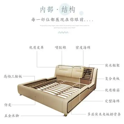 梦享家 现代简约舒适靠包皮艺床