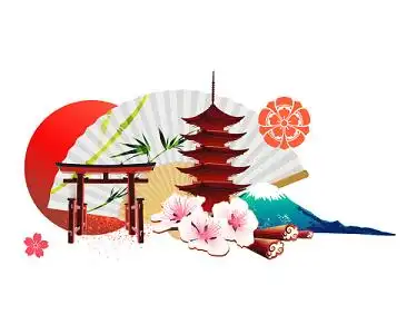 元素png素材日本的食物寿司春天茶园和静冈县的富士山日本旅游油菜花