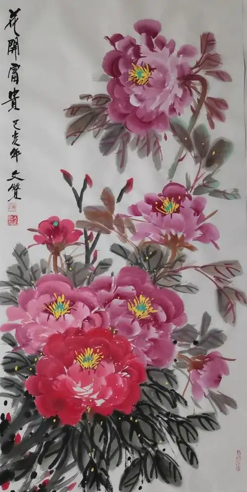 国色天香牡丹图,陈文赞国画新作品