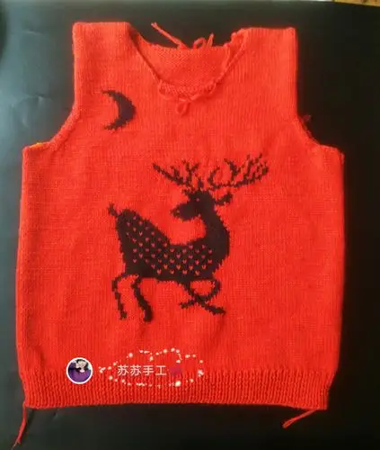 追月 男童棒针小鹿图案嵌花毛衣-编织教程-编织人生