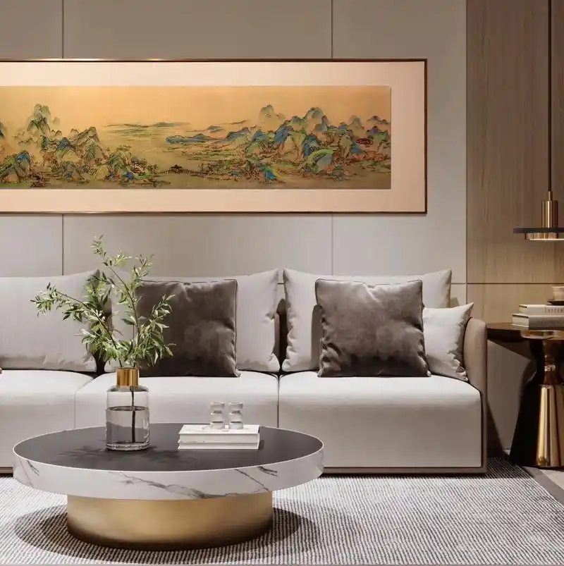 沙发背景墙,茶空间挂画合集.千里江山图,王希孟的青绿山水代表 - 抖音