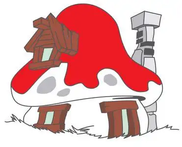 蓝蘑菇房子蓝精灵卡通插图蘑菇照片