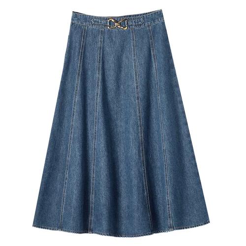 香影a字牛仔半身裙女高腰2023秋季新款伞裙复古显瘦法式中长裙子