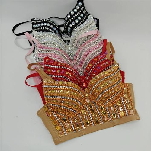 泡珠亚克力手缝钻鱼骨文胸