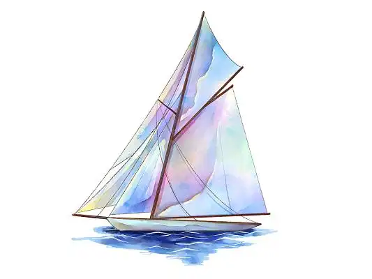 手绘水彩风扬帆起航帆船造型帆船元素