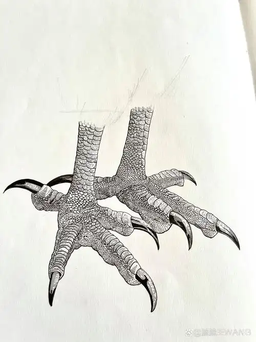 钢笔画|鹰(猛禽)爪的画法
