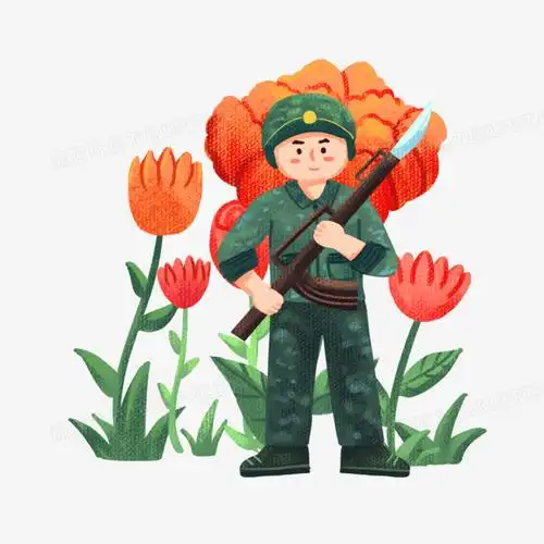 本作品全称为《卡通风彩色一组解放军拿枪站岗创意元素》,由迷南文化