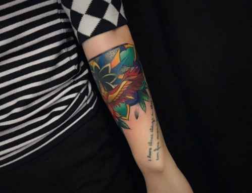 手臂遮盖旧纹身设计(2)