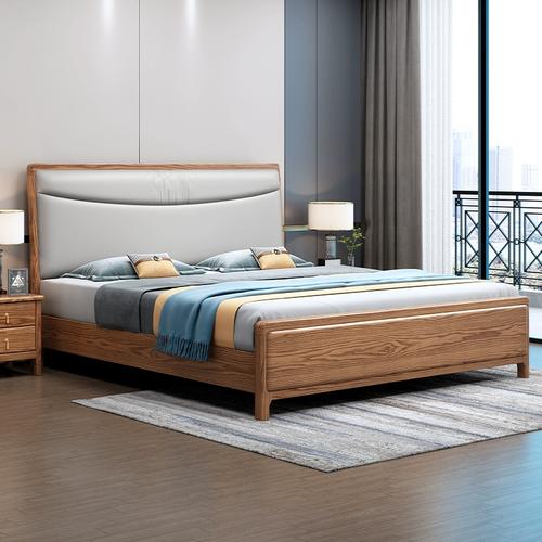 光明家具官方北欧实木大床现代简约主次卧18米双人婚床白蜡木轻