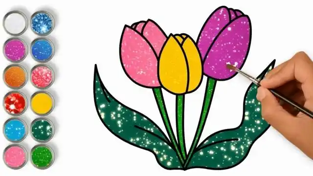 亲子简笔画:金粉郁金香