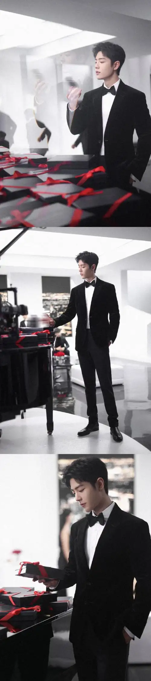 肖战花灰色西装写真