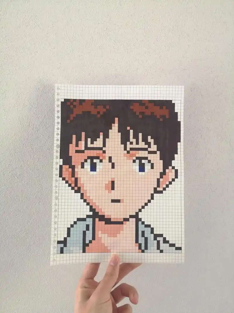 是谁的童年 #eva #碇真嗣 #像素画 # - 抖音