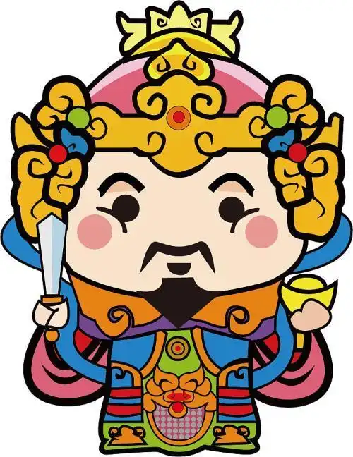 卡通门神简笔画彩色