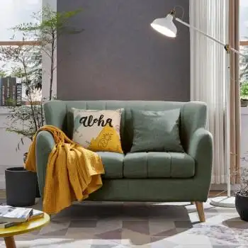 小户型简约日式客厅两人三人沙发二人双人经济型沙发 灰绿色(不含抱枕