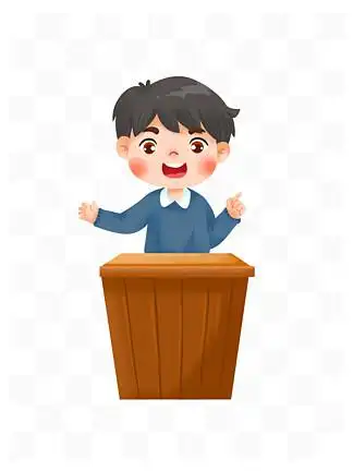 六一儿童节在讲台上做演讲的小朋友