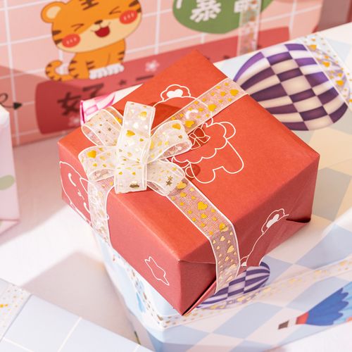 礼物包装纸儿童生日礼品纸礼盒可爱丝带牛皮花纸花束包书纸皮包装彩纸