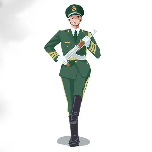 建军节陆军正步部队军人插画