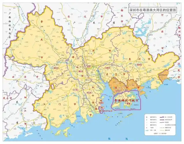 深圳在粤港澳大湾区的位置图