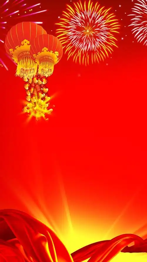 商务红底灯笼矢量h5背景素材