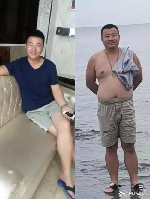 网友拿出老公年轻时与现在的对比照片给儿子看