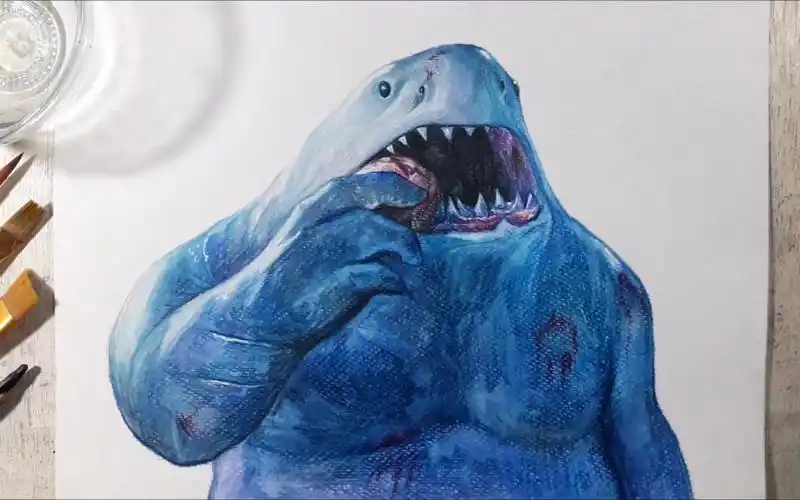 彩铅手绘鲨鱼王,大块头有大智慧