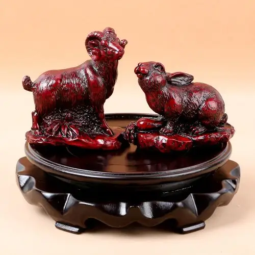 属猪本命年吉祥物羊兔拱福开运居家摆件2019年鸿兔赐宝三合吉祥物_折2